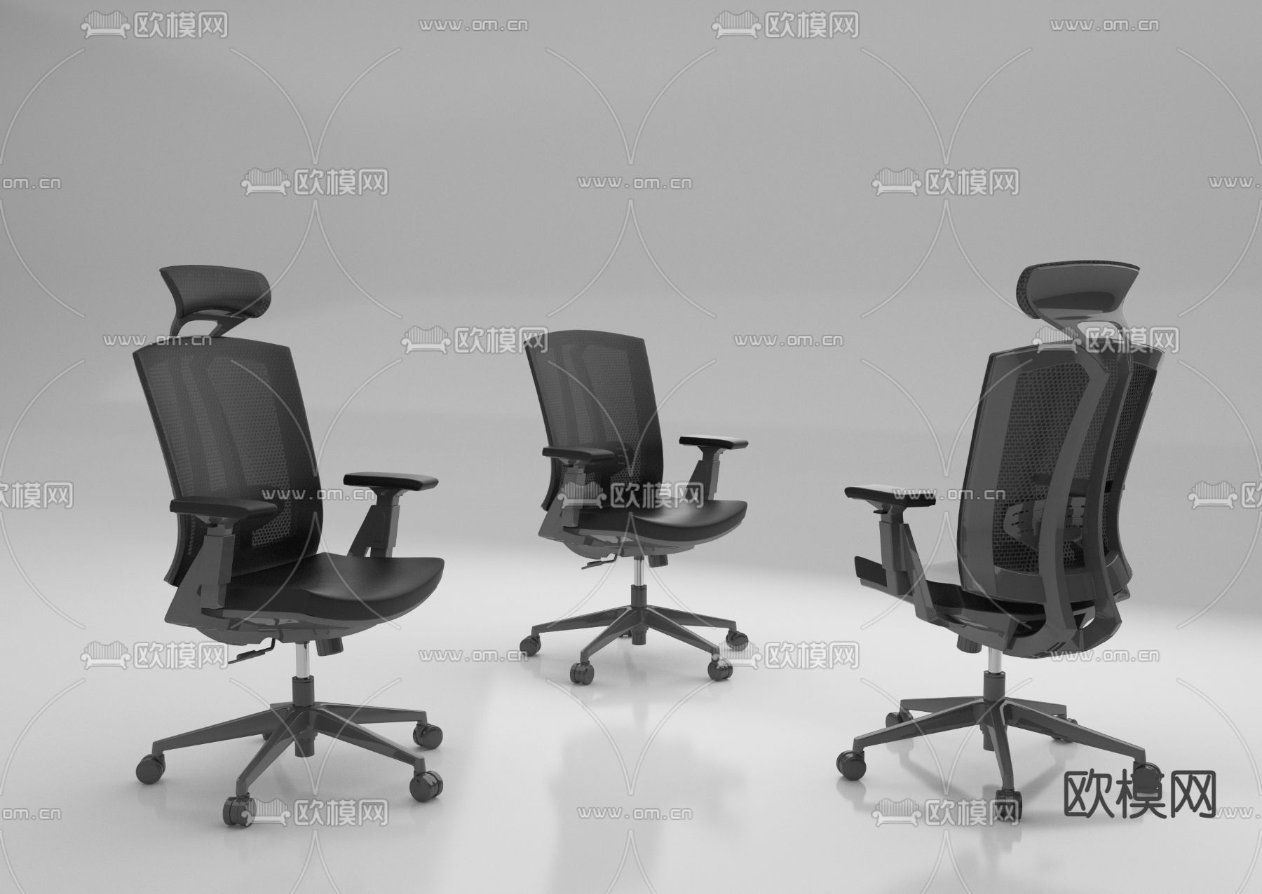 现代网布办公椅3d模型下载