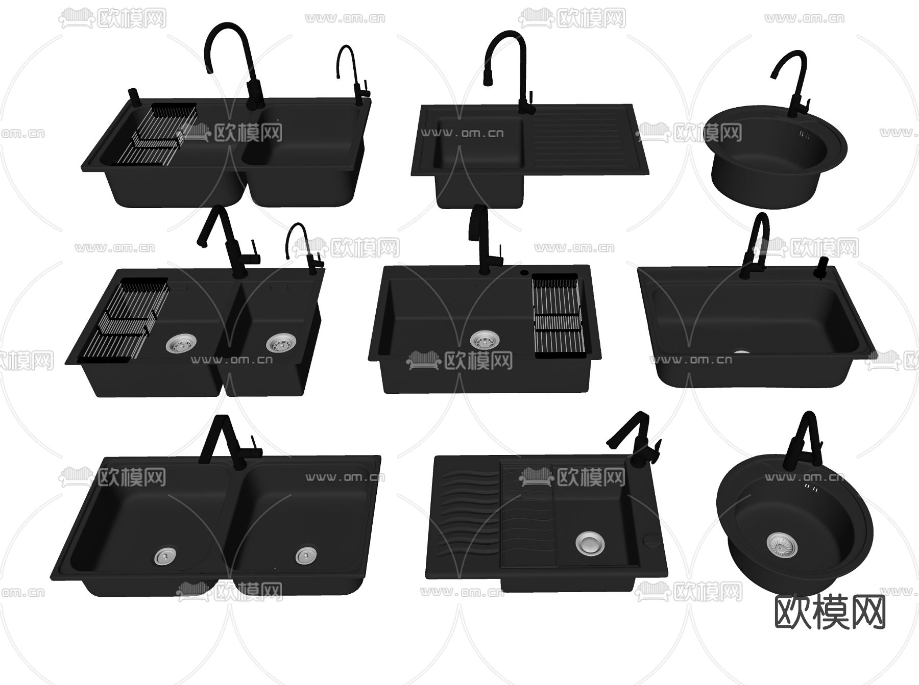 现代不锈钢水槽洗碗池su模型下载（渲染图2）