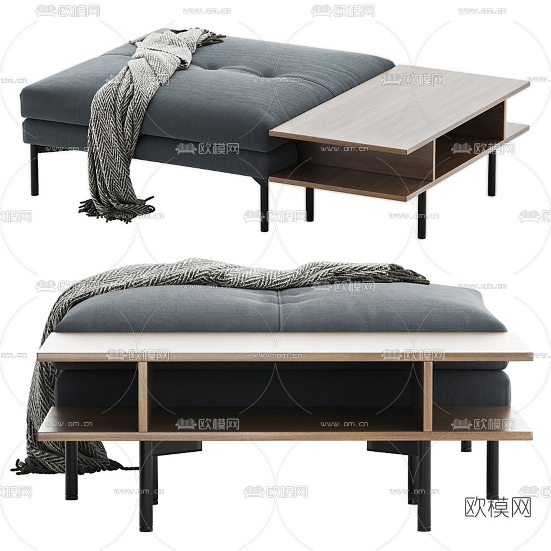 Bonaldo 现代布艺沙发凳3d模型下载（渲染图1）