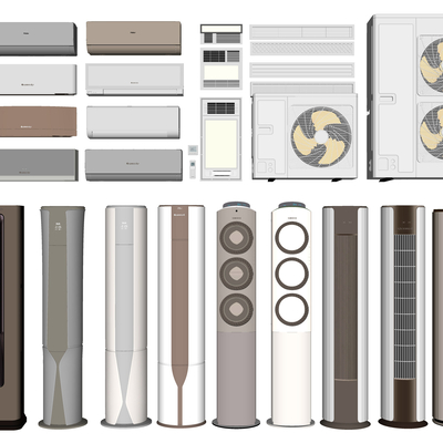  现代挂式空调立式空调su模型 