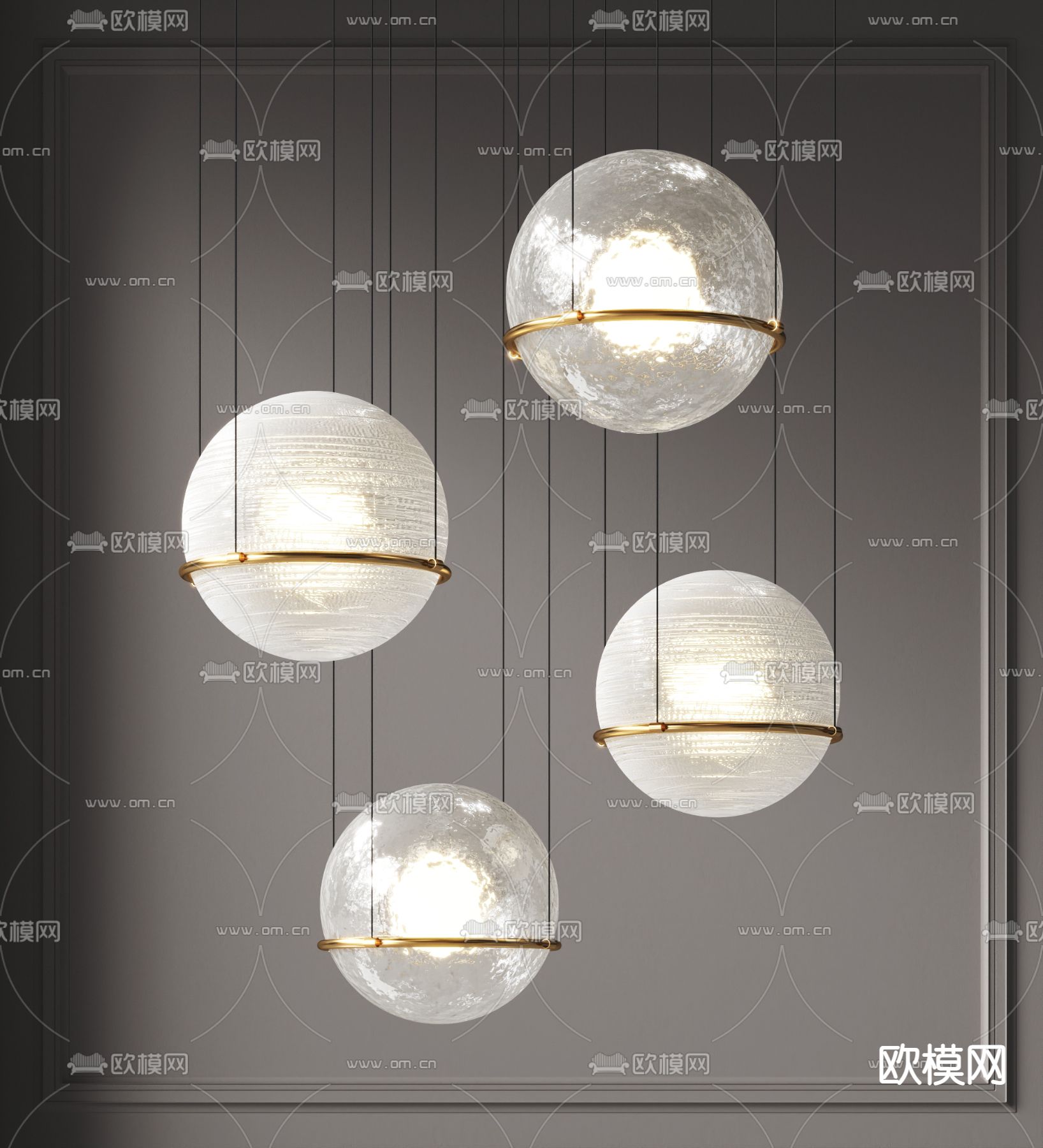 现代轻奢球形吊灯3d模型下载