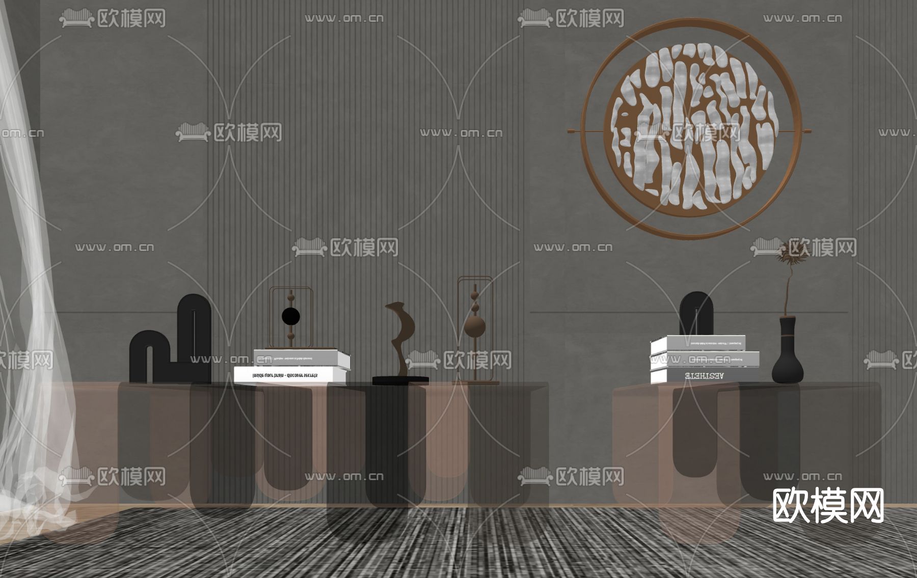 现代轻奢茶几角几su模型下载（渲染图2）