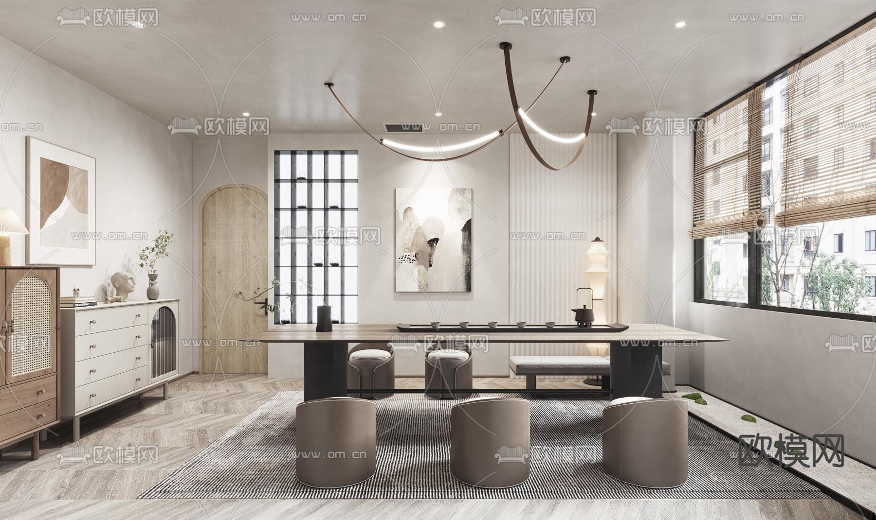 侘寂风茶室3d模型下载