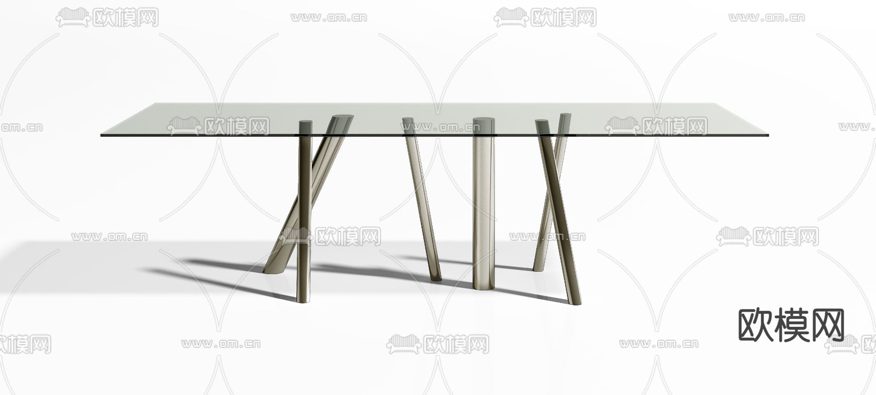 Roche Bobois玻璃餐桌3d模型下载（渲染图2）