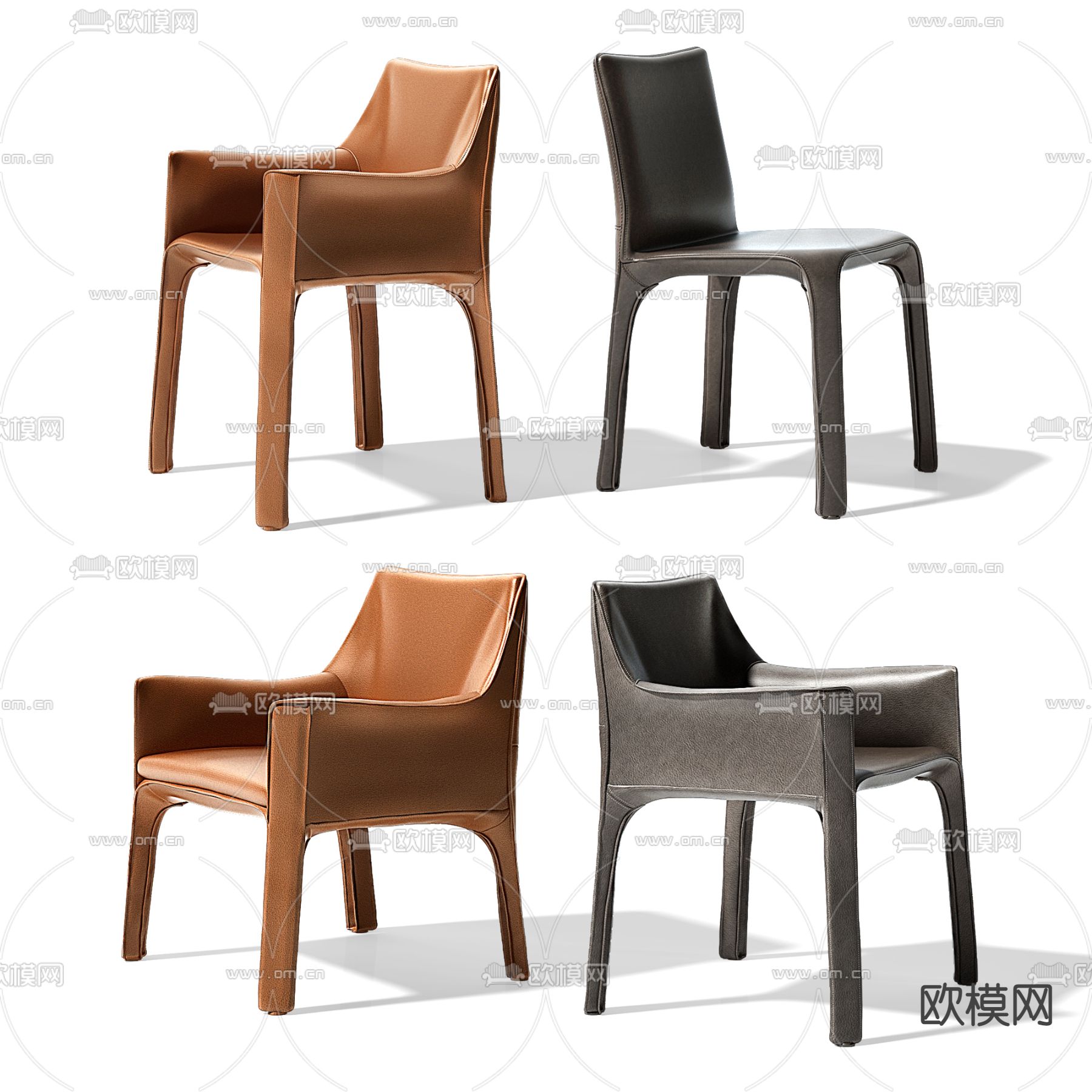 Cassina 现代皮革单椅3d模型下载（渲染图1）