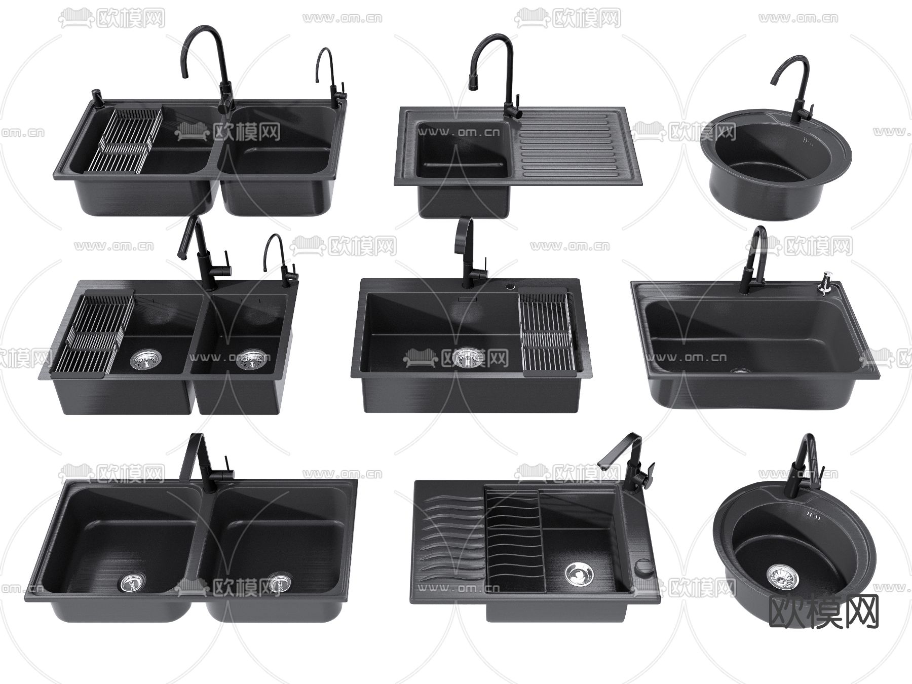 现代不锈钢水槽洗碗池su模型下载（渲染图1）