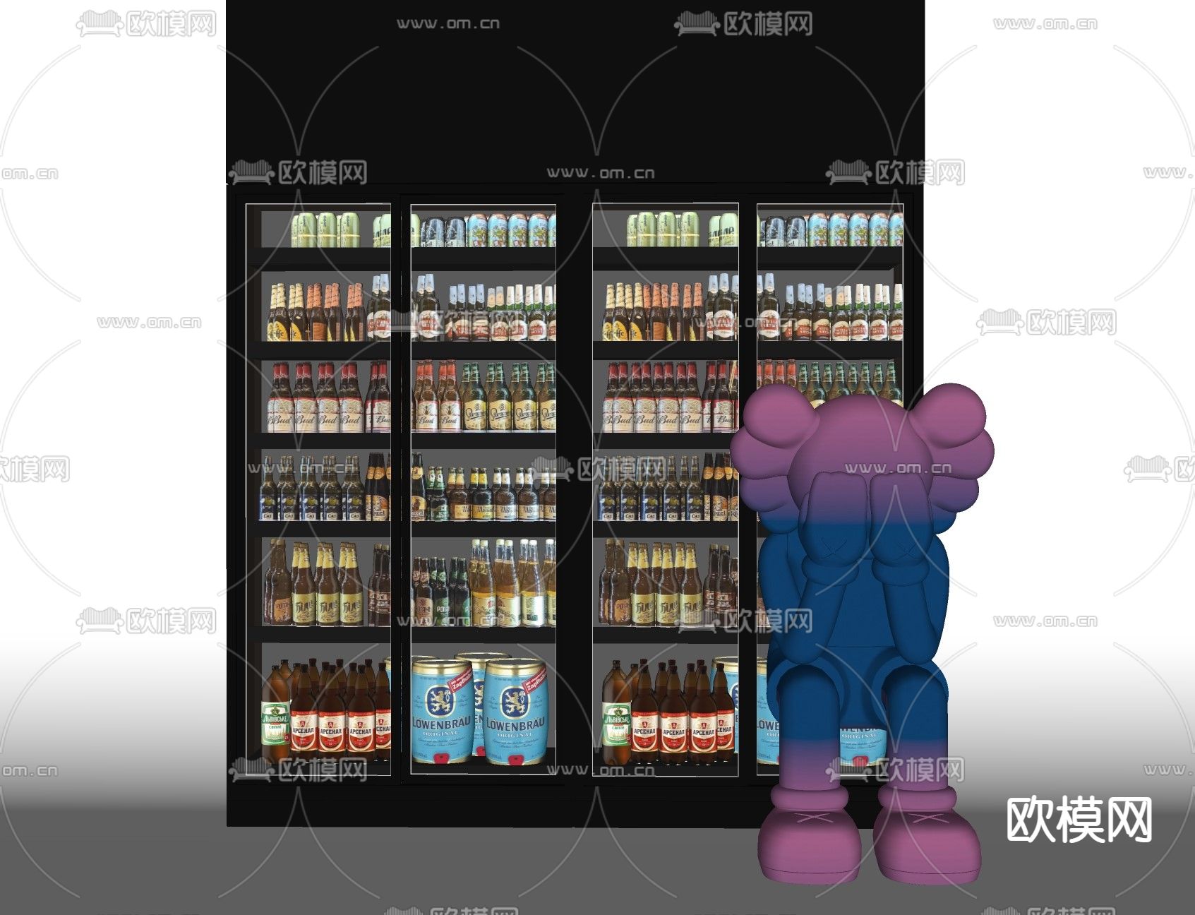 现代冰柜饮料冷藏柜su模型下载（渲染图2）