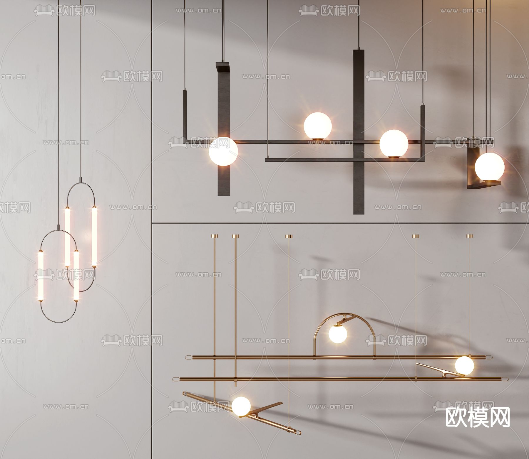 现代轻奢吊灯3d模型下载