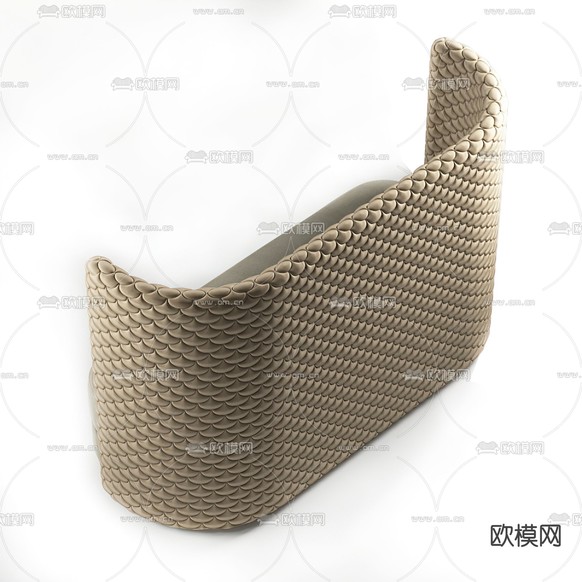 后现代高背卡座多人沙发3d模型下载(渲染图2)
