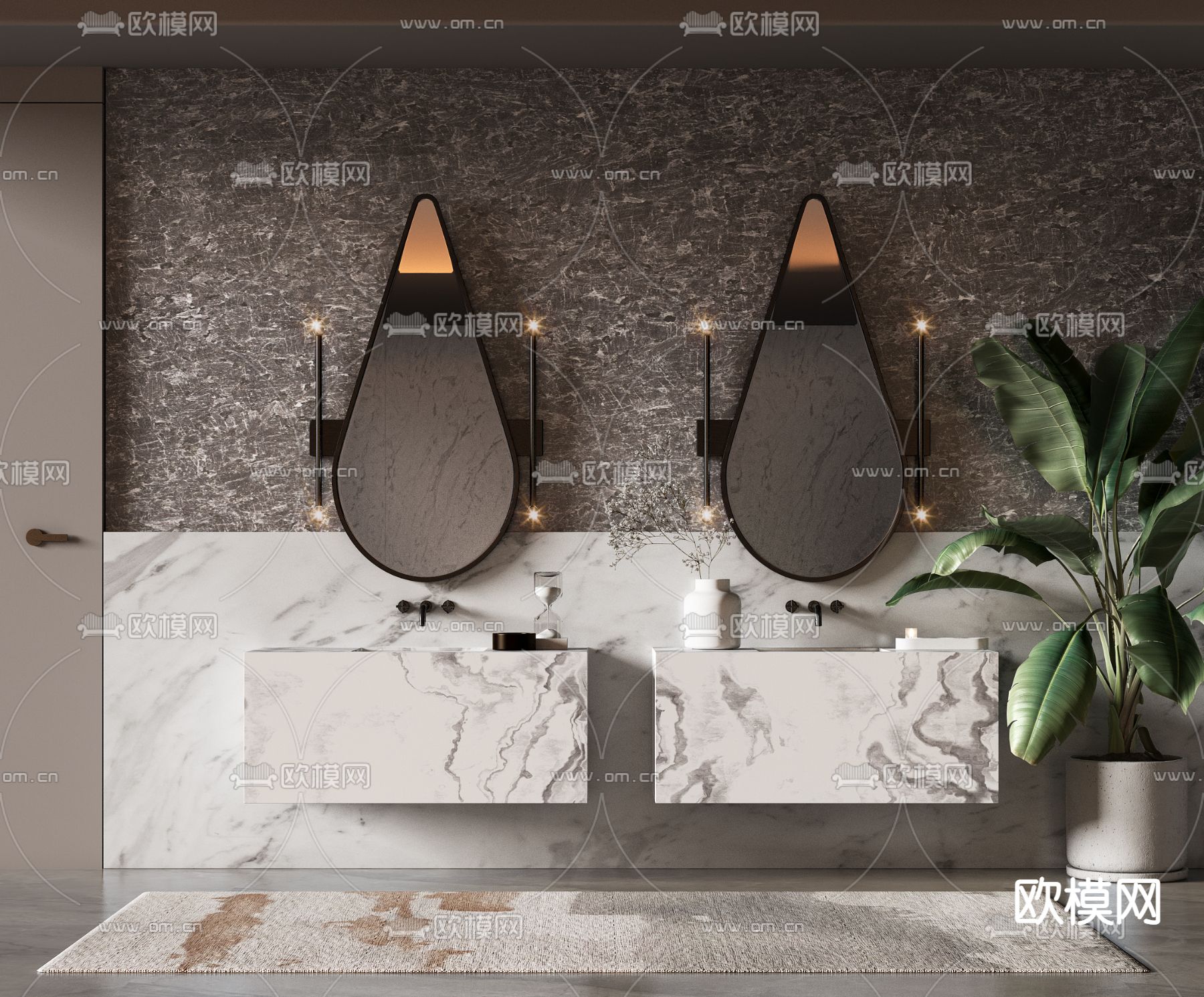 现代洗手台3d模型下载（渲染图2）