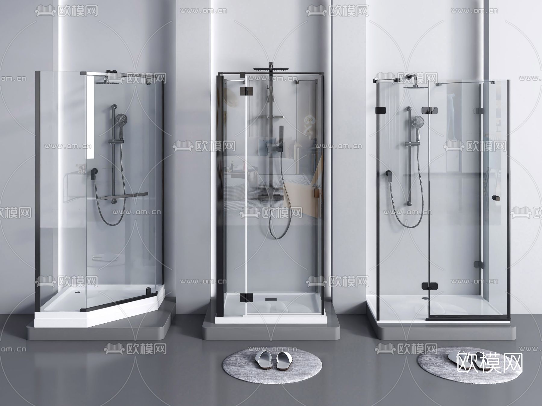 现代淋浴房淋浴室3d模型下载