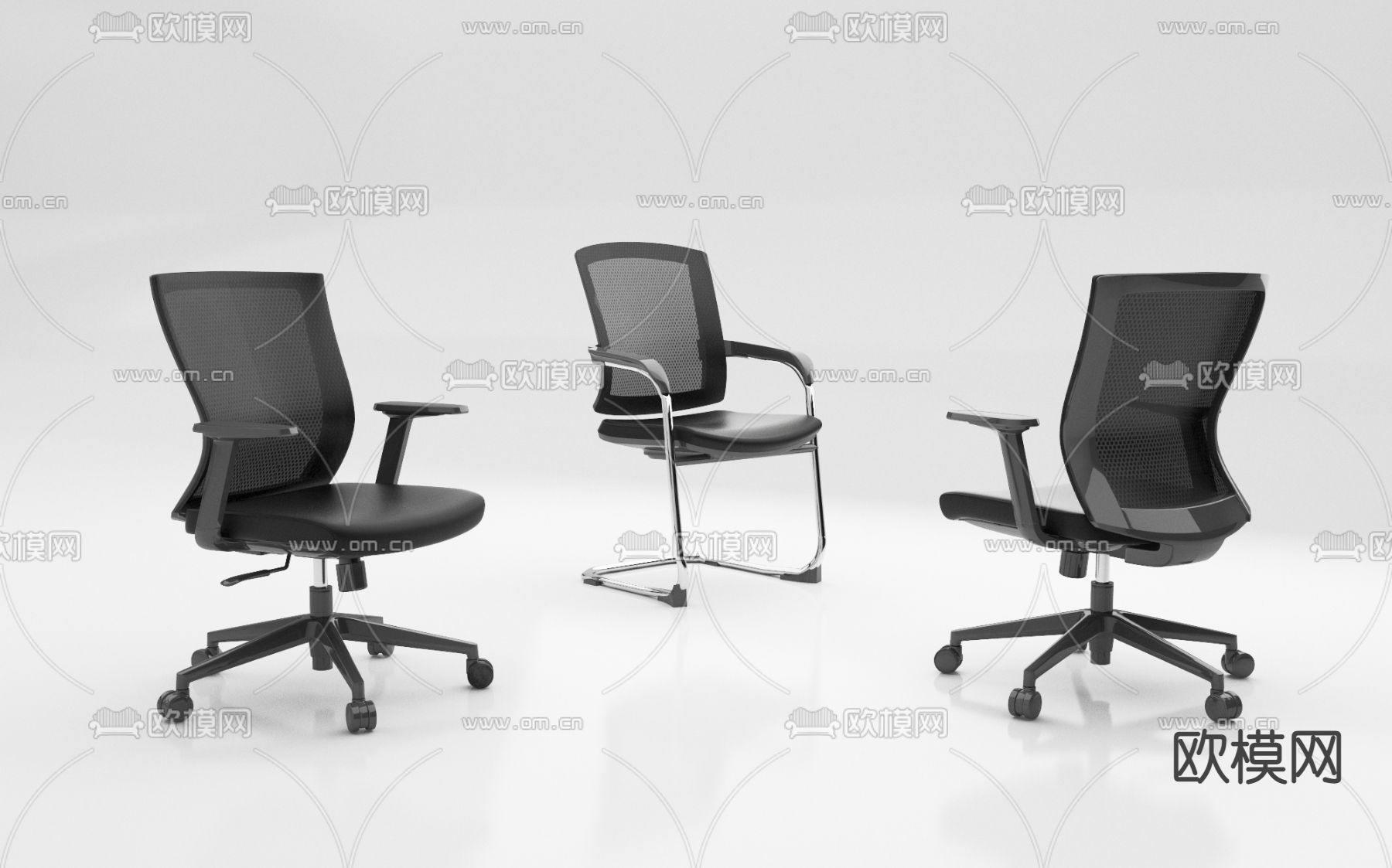 现代网布办公椅3d模型下载