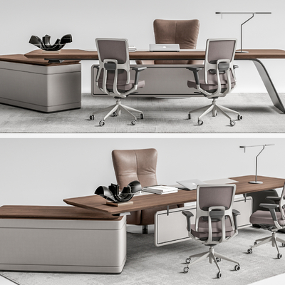  现代办公桌椅大班台su模型 