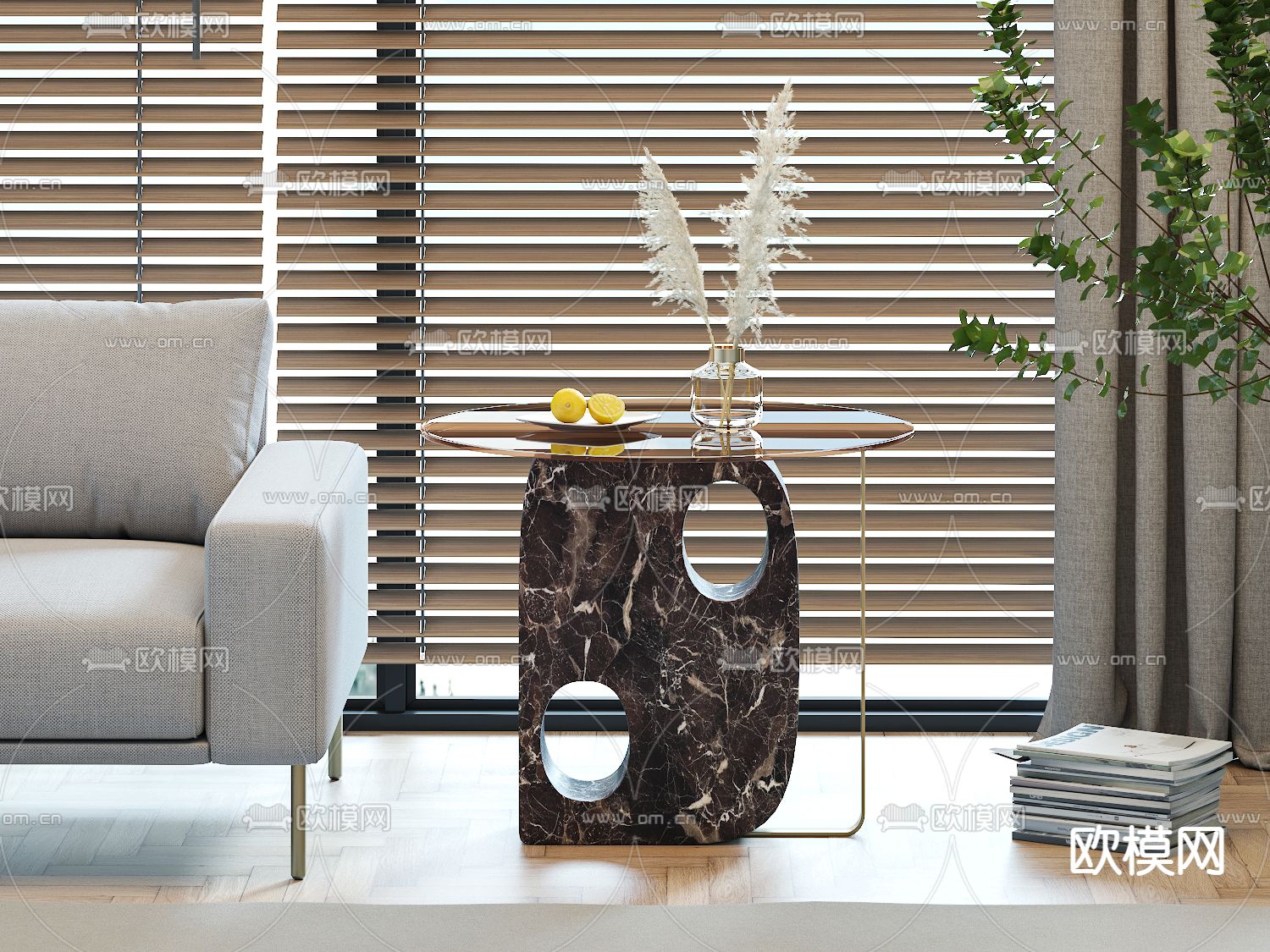 现代边几角几3d模型下载