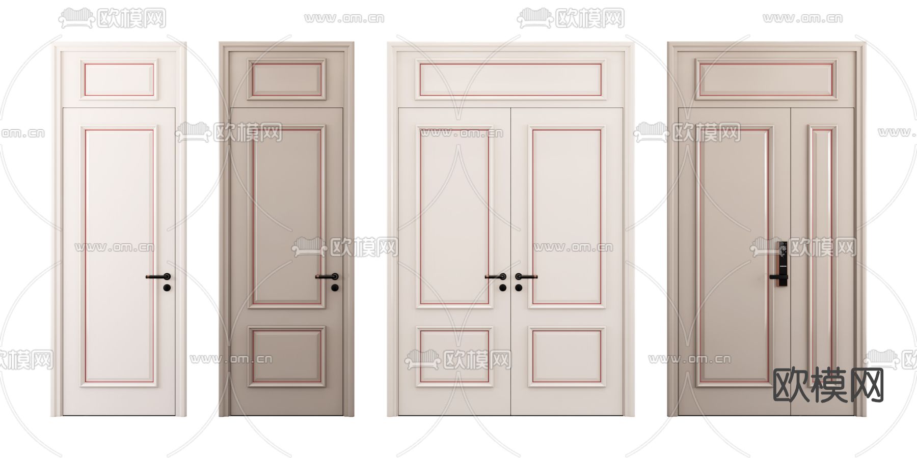 美式房门单开门密码门su模型下载（渲染图1）