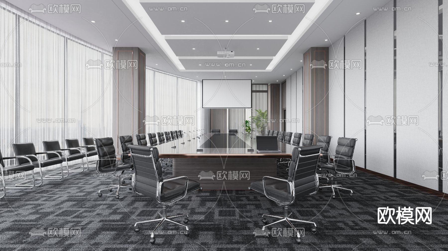 现代会议室3d模型下载