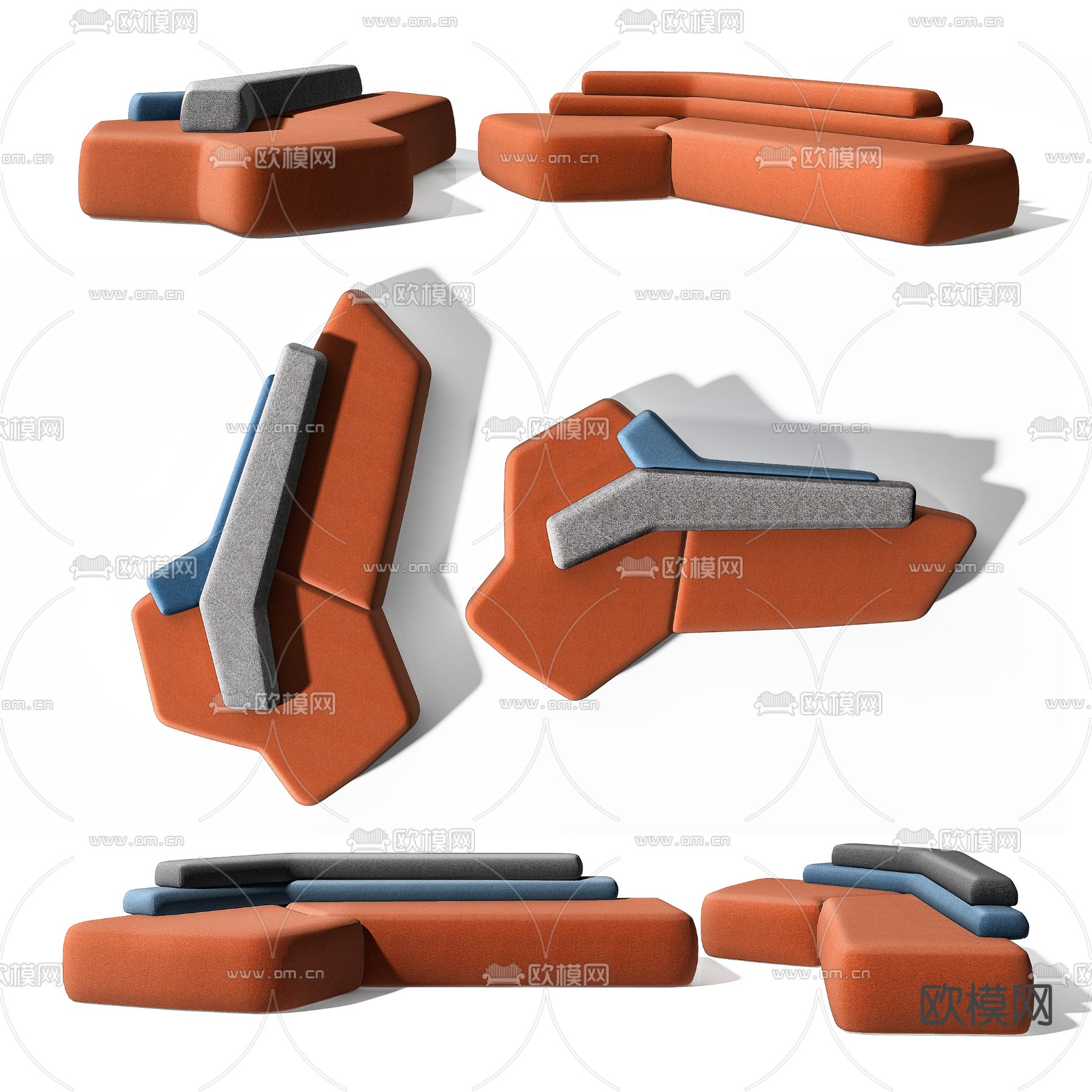 现代布艺公用办公沙发3d模型