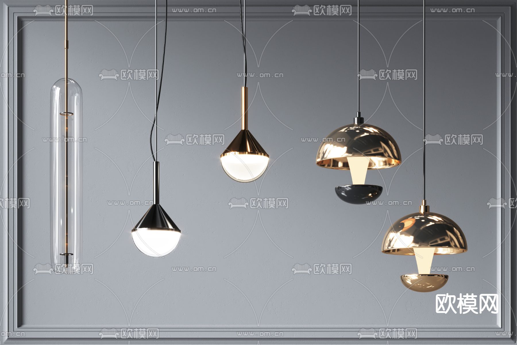 现代轻奢小吊灯3d模型下载