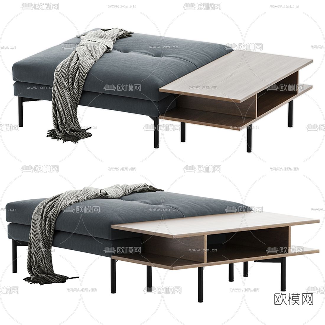 Bonaldo 现代布艺沙发凳3d模型下载（渲染图2）