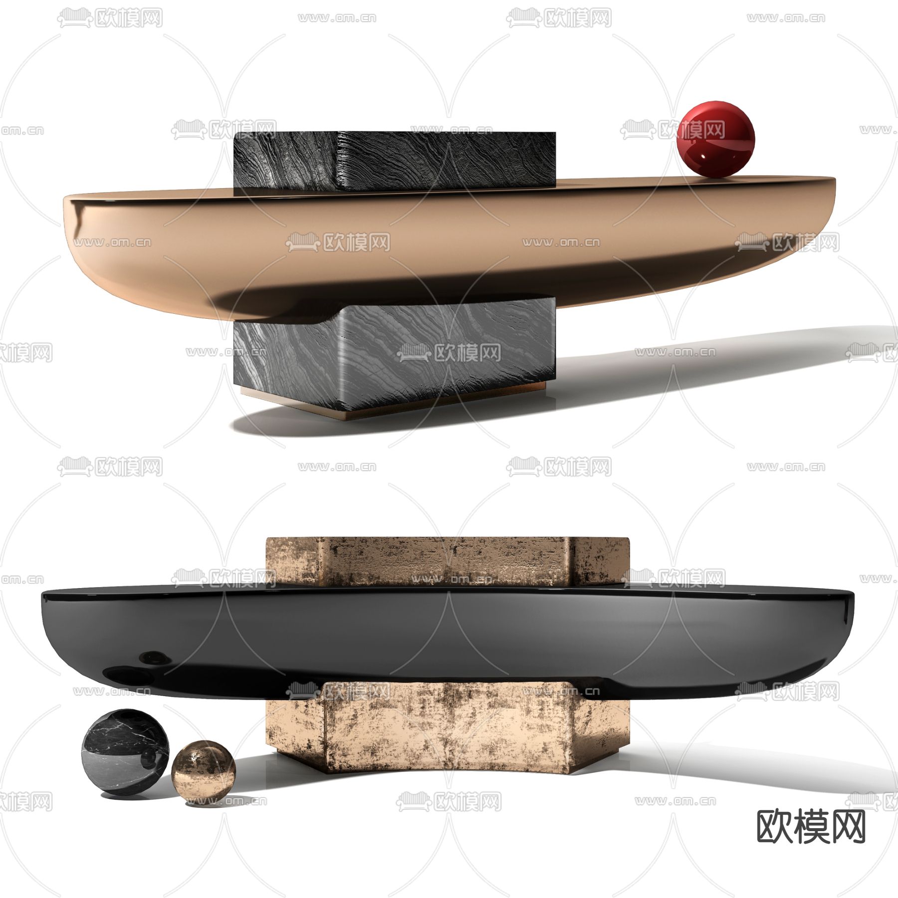 现代前台接待台3d模型下载（渲染图2）