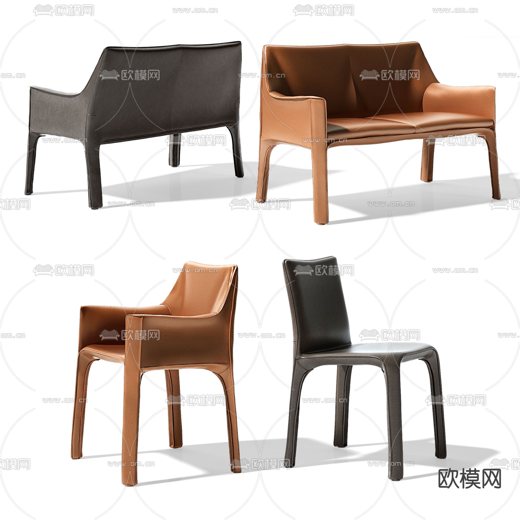 Cassina 现代皮革单椅3d模型下载（渲染图3）
