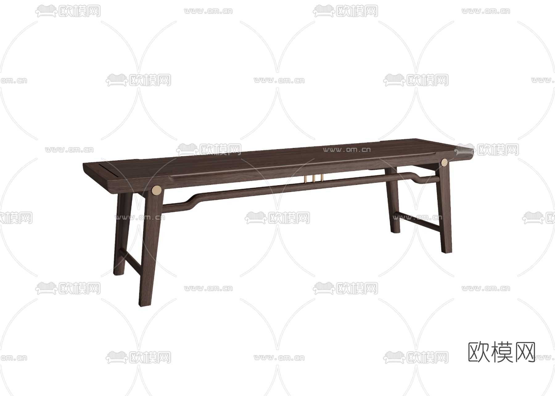 新中式实木长凳3d模型下载（渲染图2）
