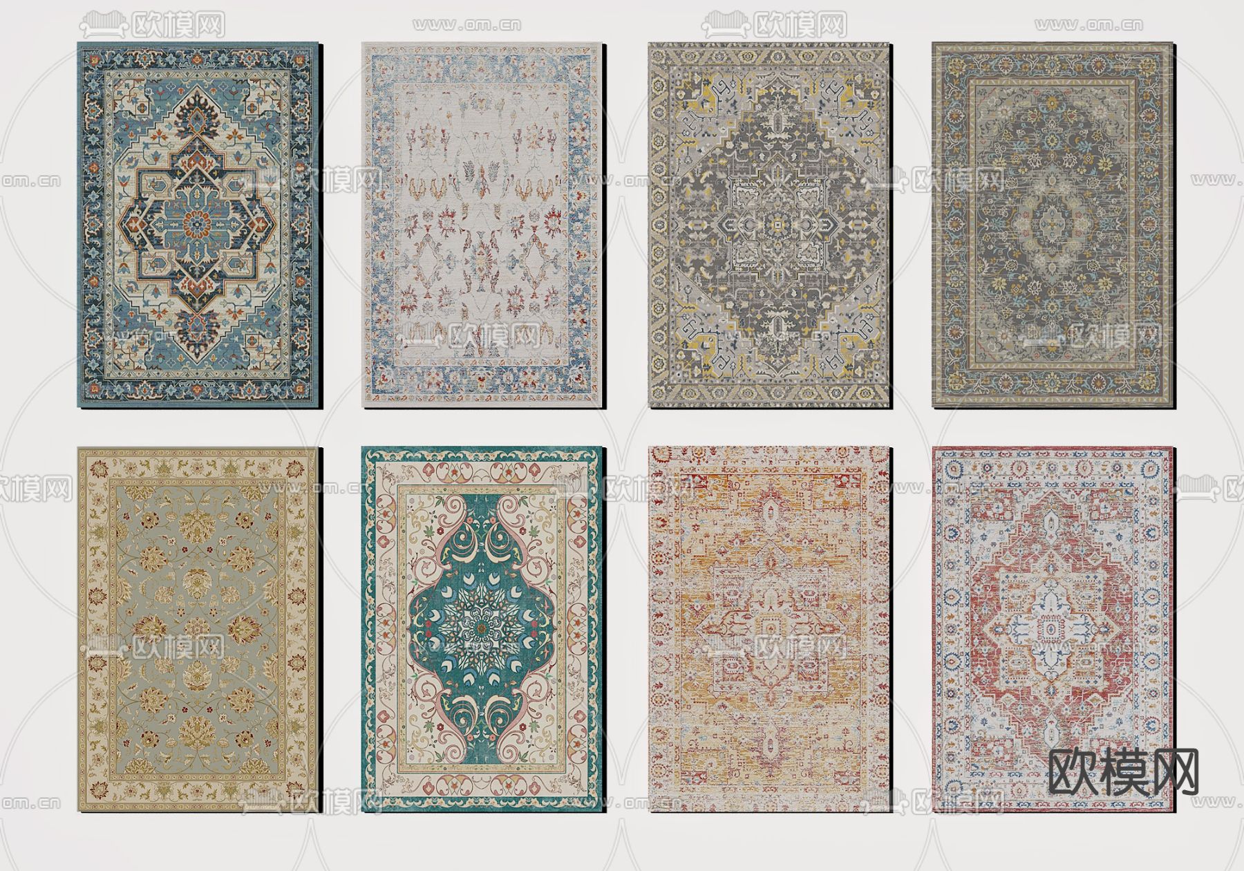 欧式布艺地毯3d模型下载