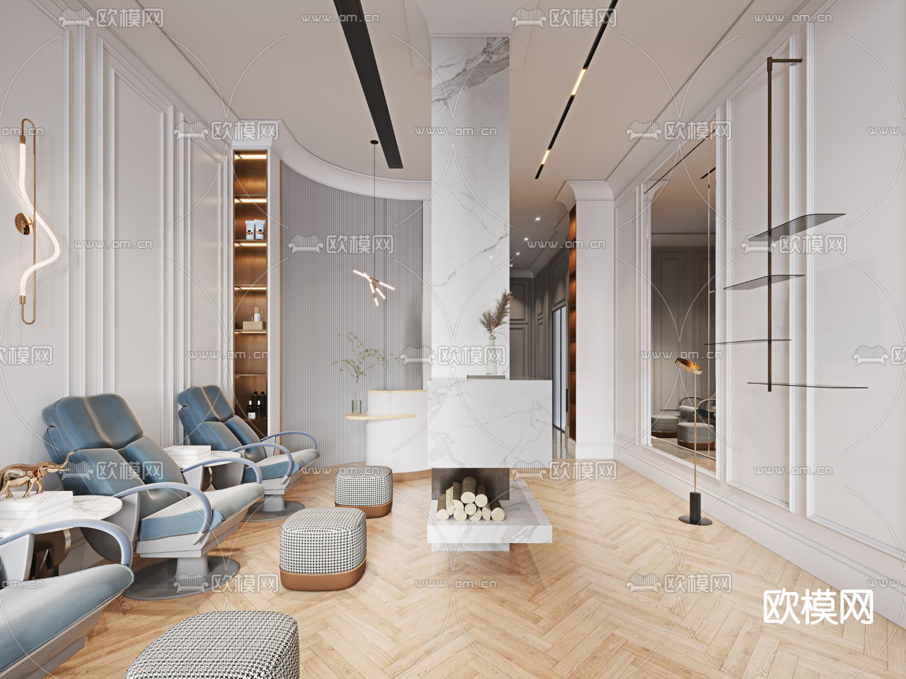 简欧美容美甲店3d模型下载（渲染图2）