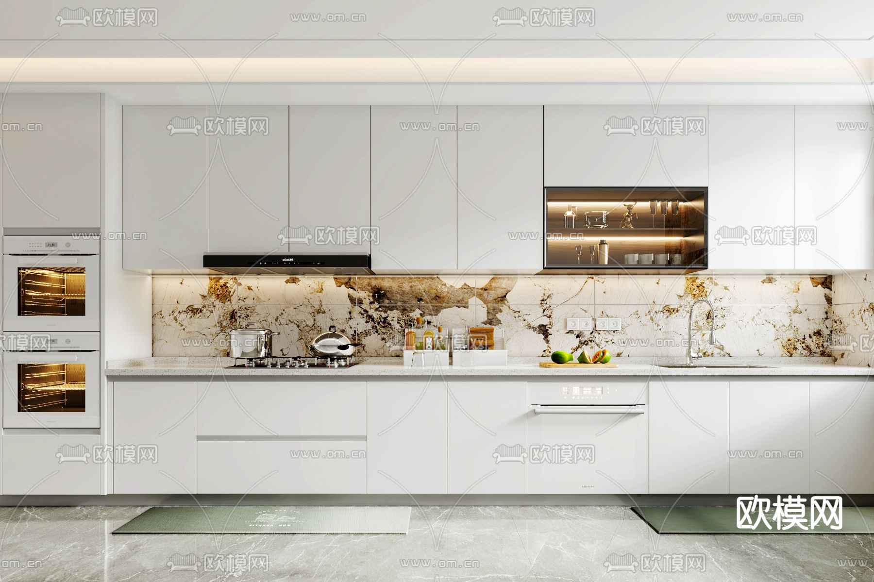现代厨房橱柜3d模型下载