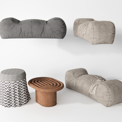  现代布艺床尾凳脚踏su模型 