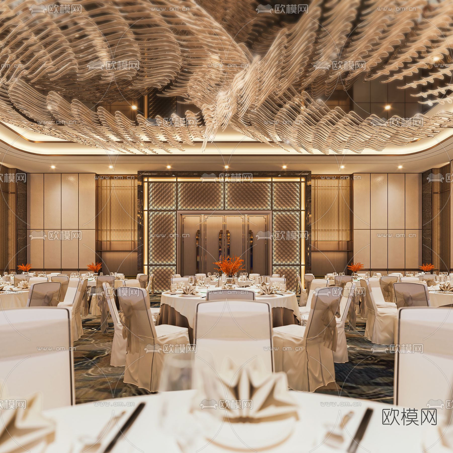现代轻奢酒店宴会厅3d模型