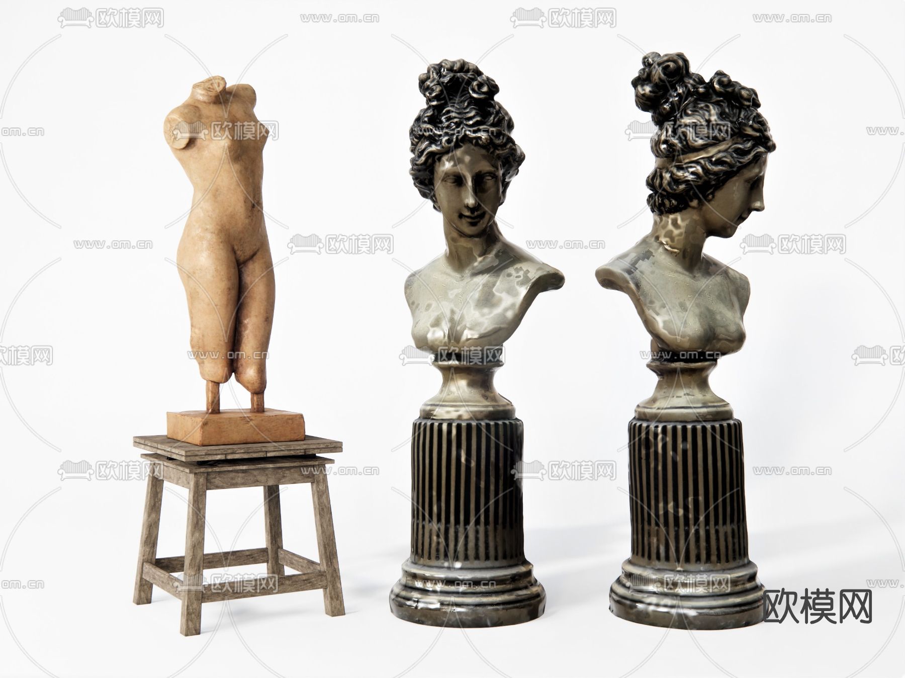 欧式雕塑石膏像su模型下载（渲染图1）