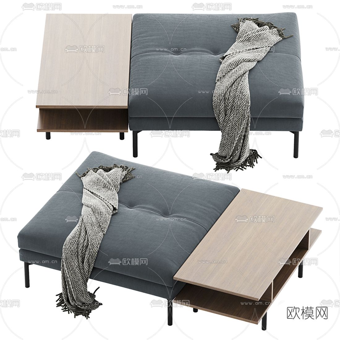 Bonaldo 现代布艺沙发凳3d模型下载（渲染图3）