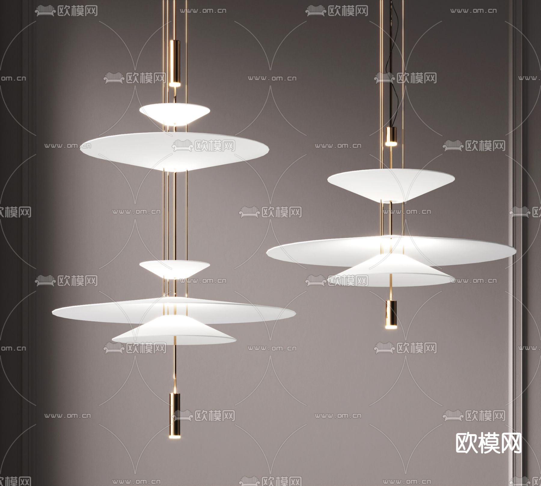 现代金属吊灯3d模型下载