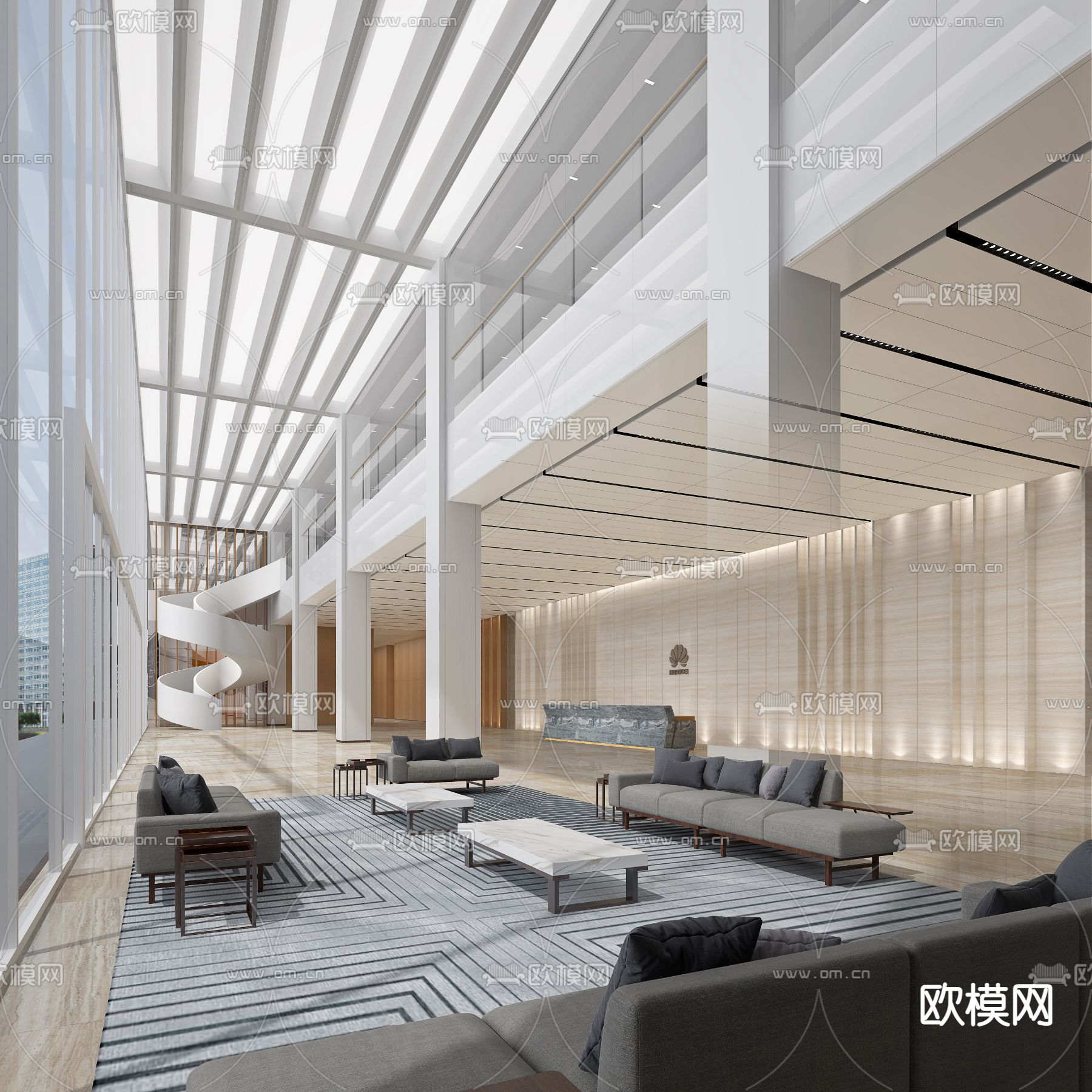 现代办公楼大堂3d模型下载_ID11816544_3dmax免费模型-欧模网