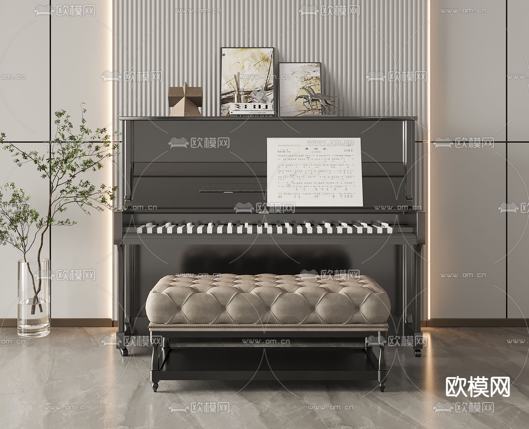 现代钢琴3d模型下载
