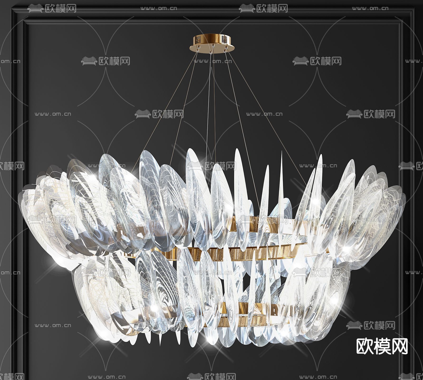 现代片状水晶吊灯3d模型下载