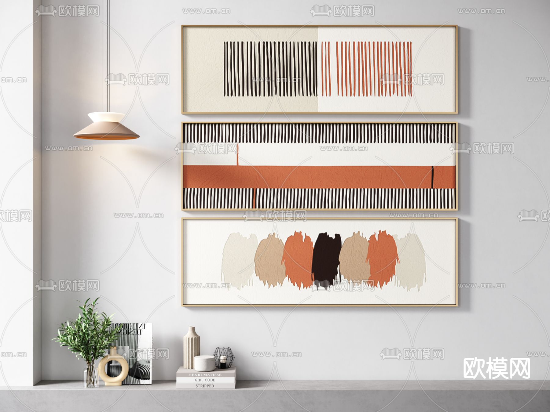现代条纹装饰画3d模型下载_ID11816228_3dmax免费模型-欧模网