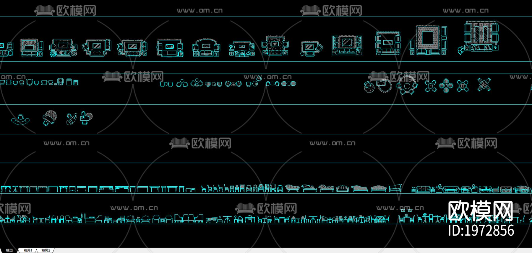 欧式家具cad图库下载（渲染图1）