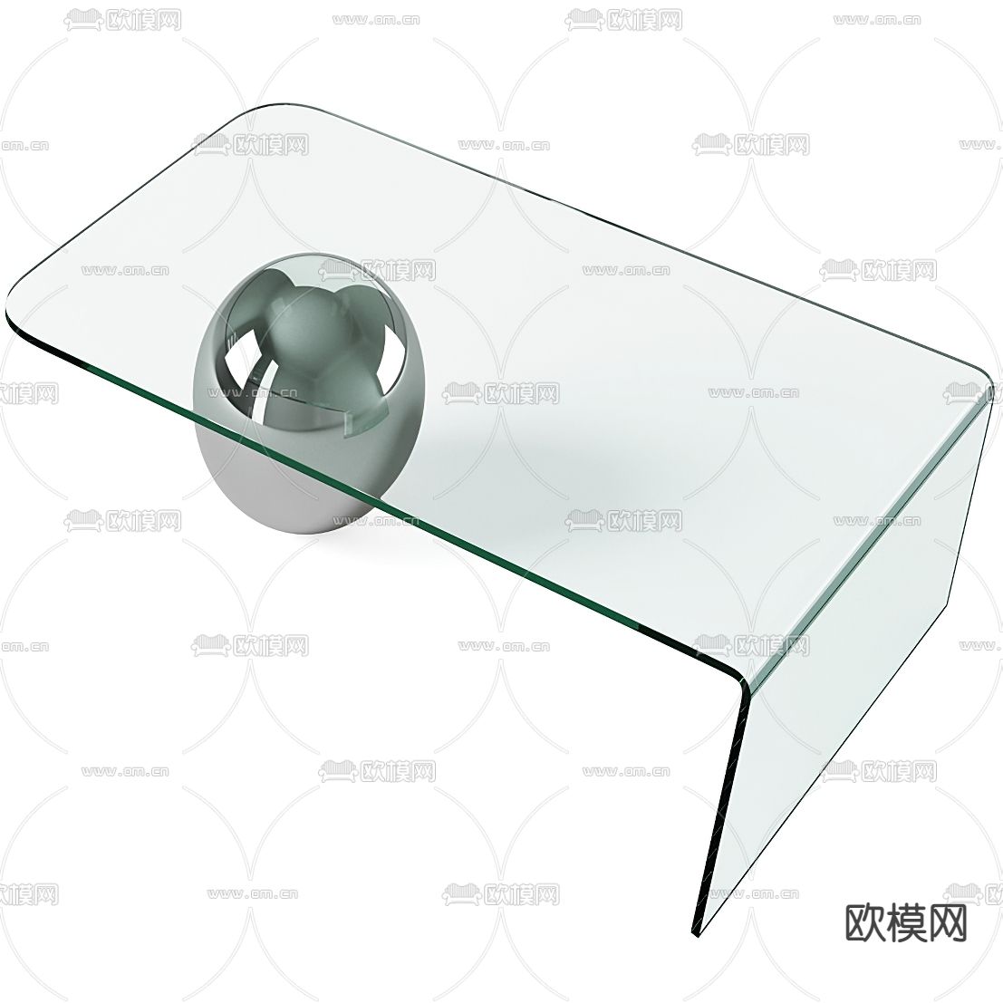 现代玻璃茶几3d模型下载（渲染图2）