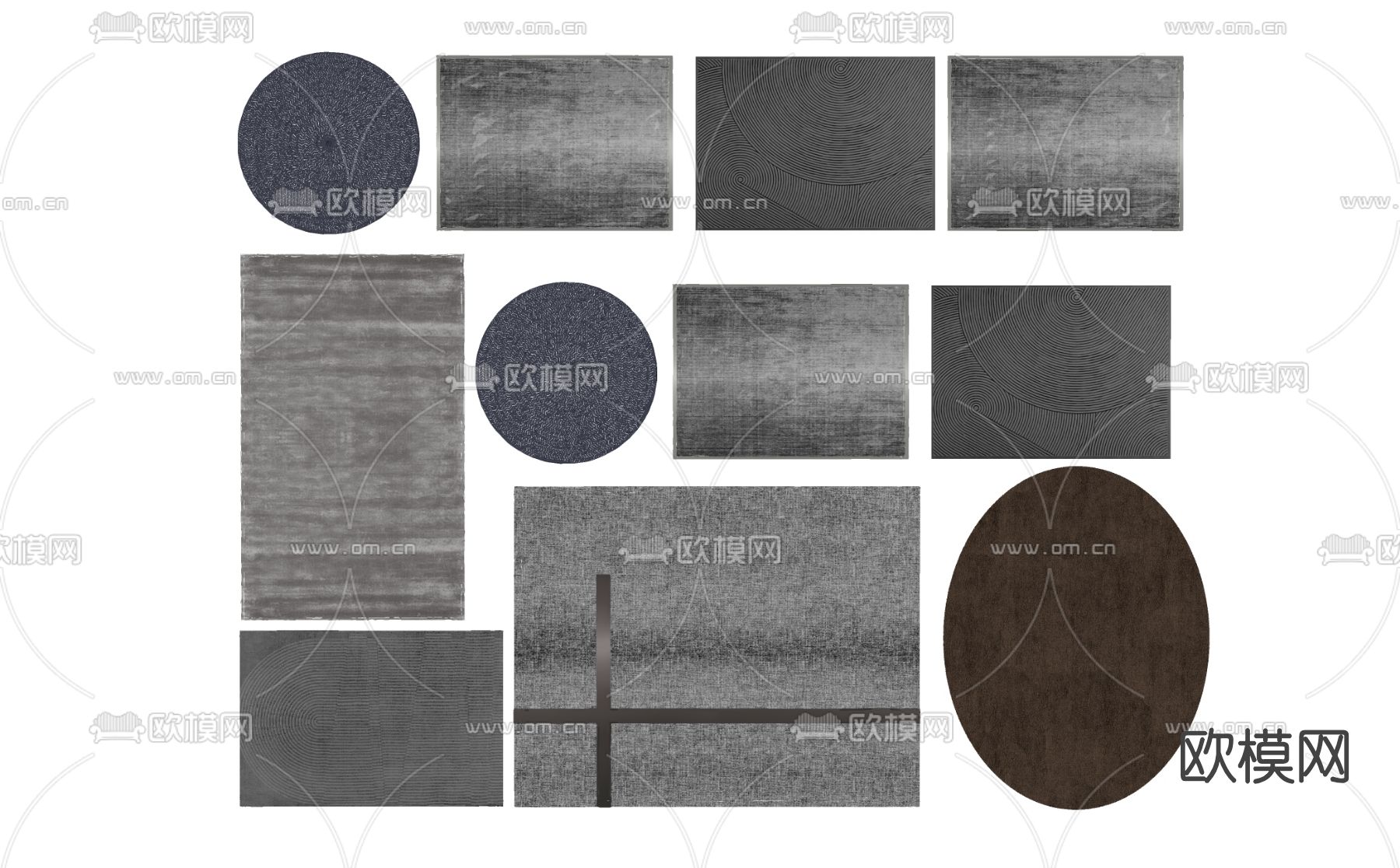 现代布艺地毯su模型下载