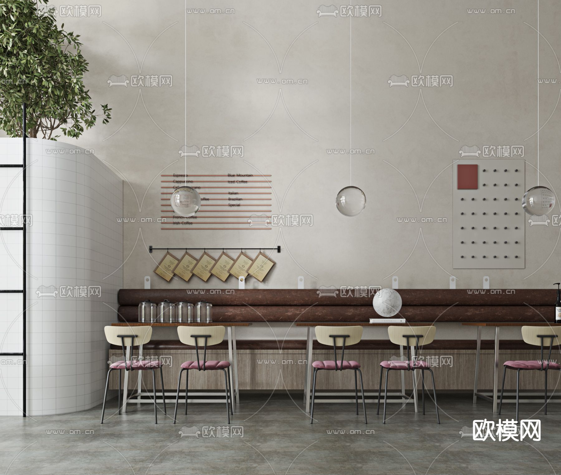 现代咖啡厅3d模型下载（渲染图3）