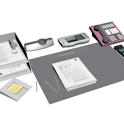  现代纸笔办公用品su模型 