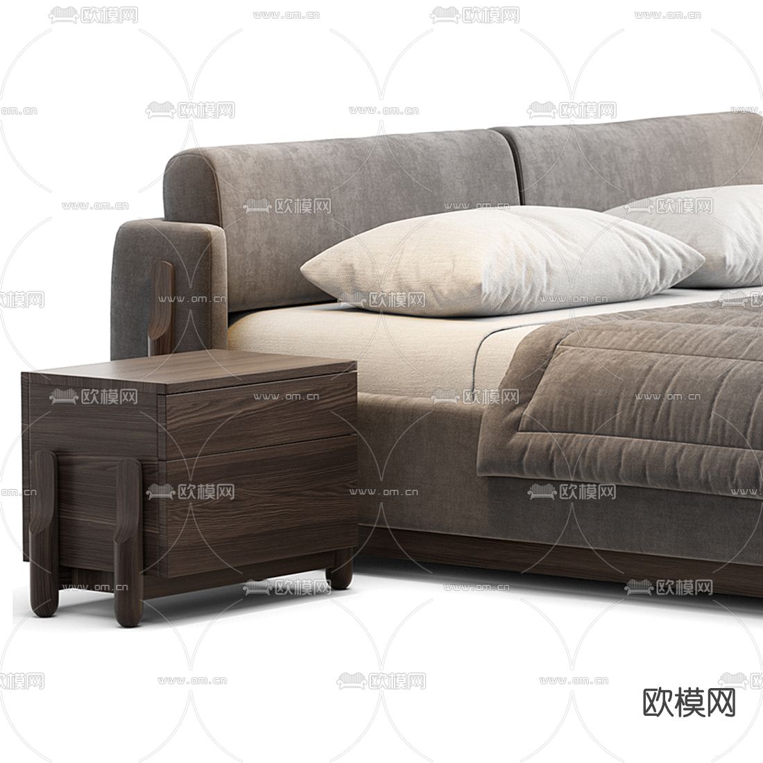 Meridiani 现代布艺双人床3d模型下载（渲染图2）