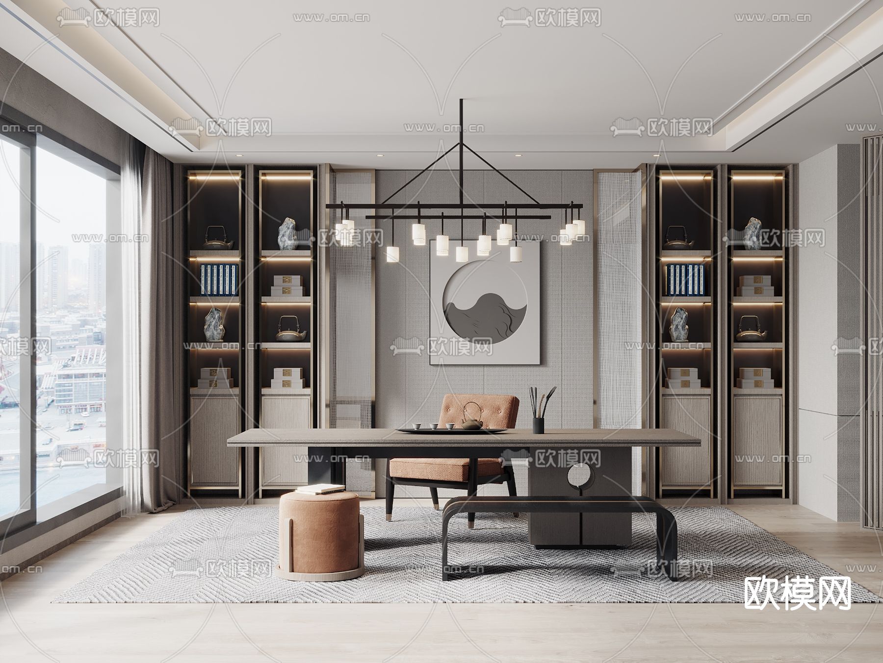 新中式茶室3d模型下载