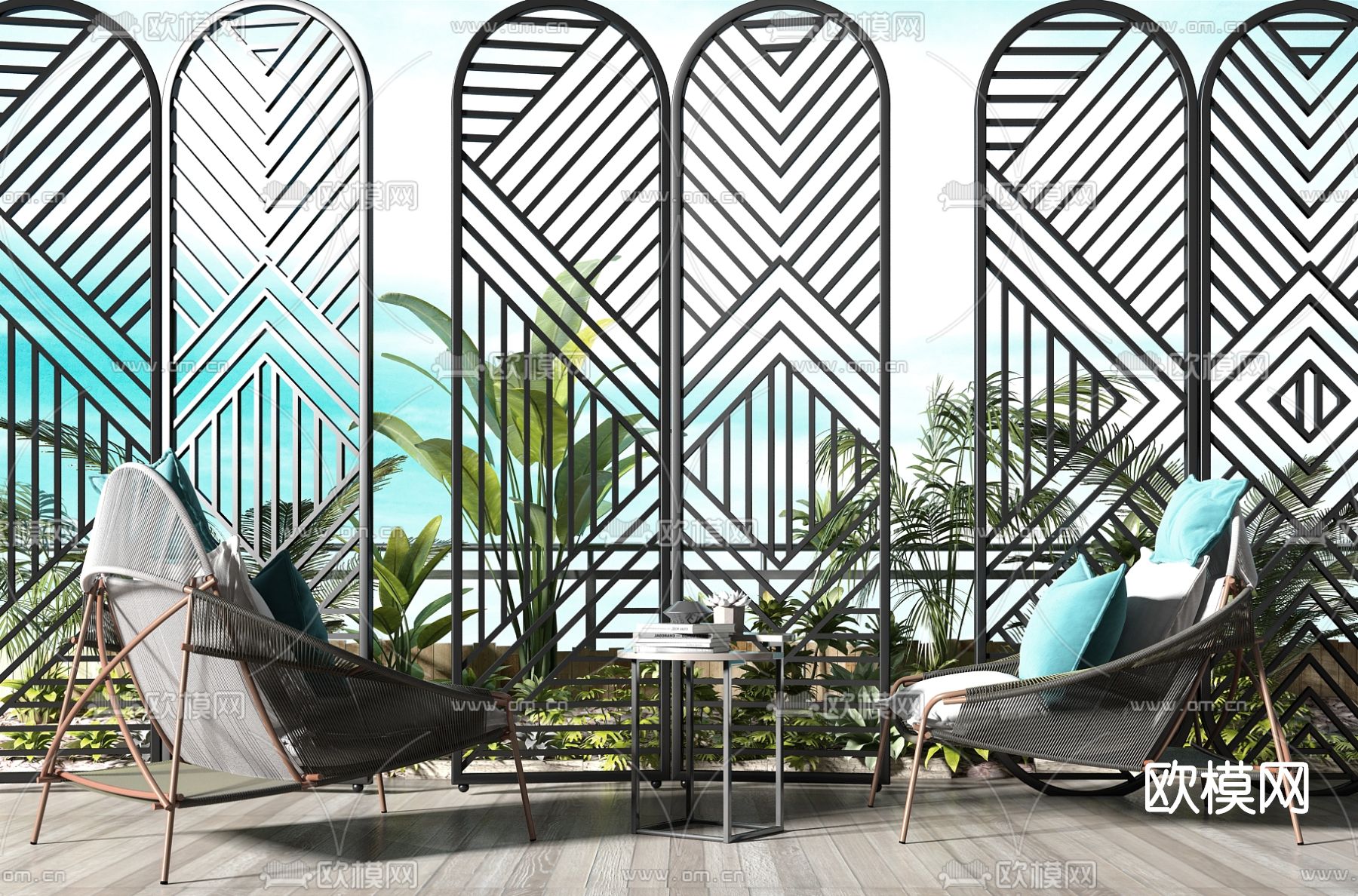 现代户外休闲椅3d模型下载
