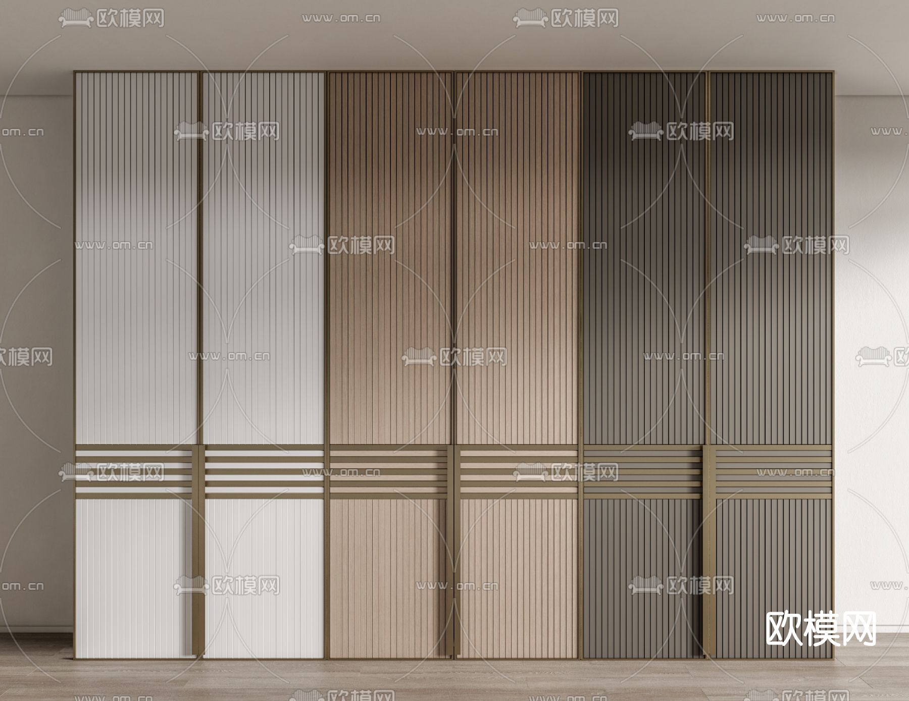 现代轻奢衣柜su模型下载（渲染图1）