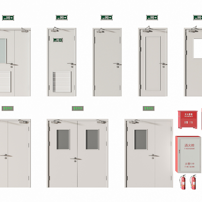  现代消防栓消防门su模型 