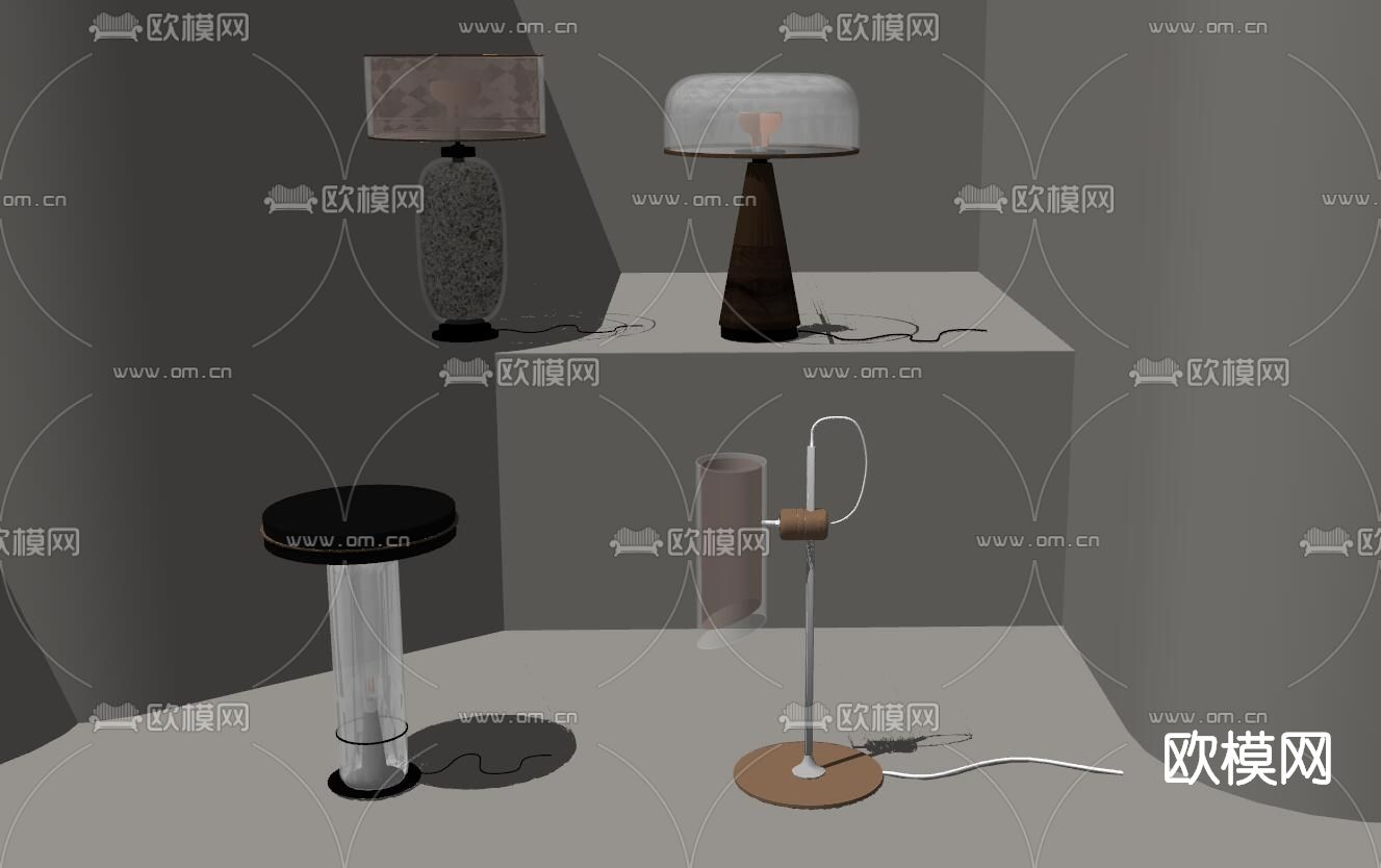 现代轻奢台灯su模型下载（渲染图2）
