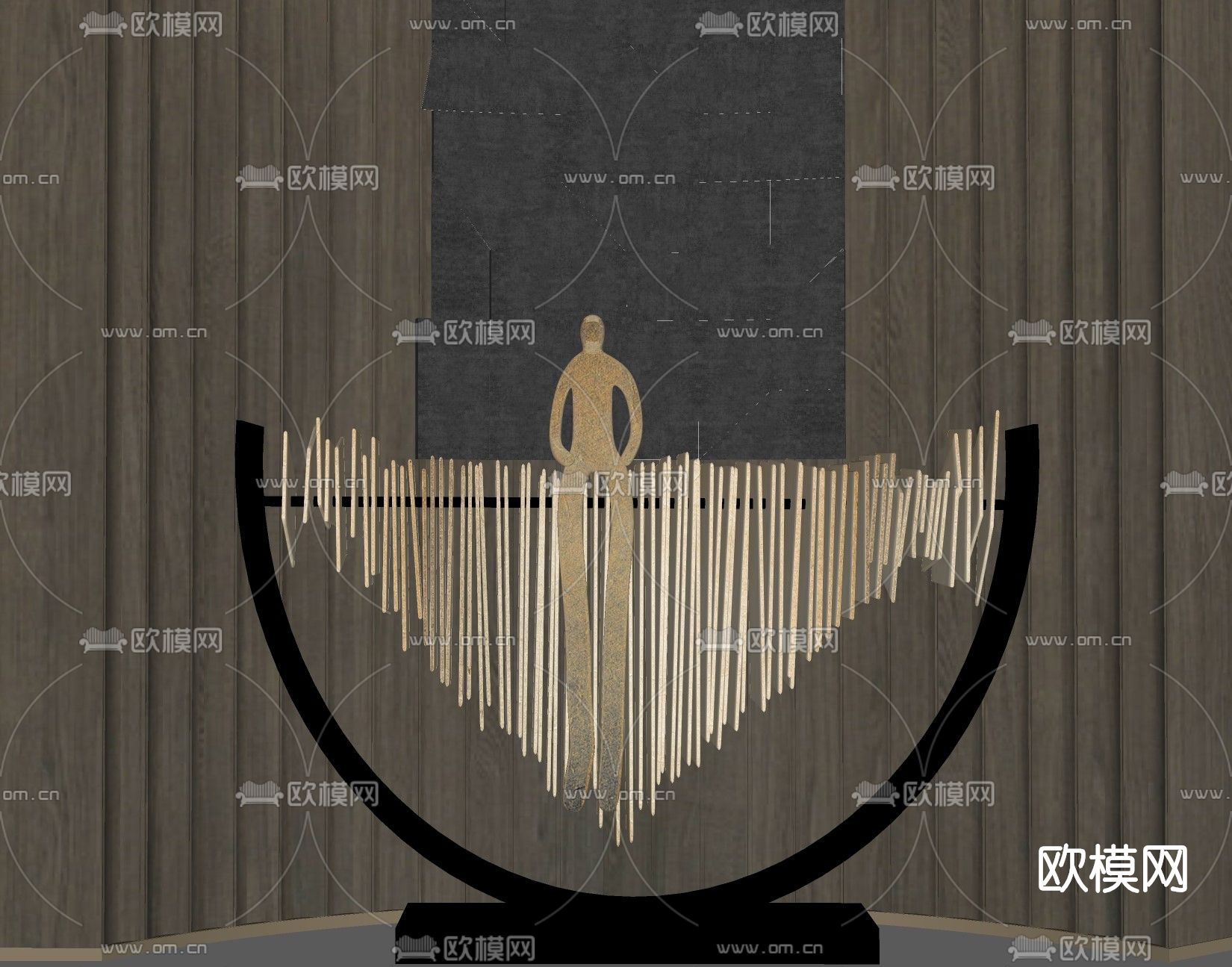 现代人物雕塑摆件su模型下载（渲染图2）